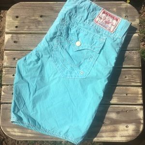 True Religion Turquoise Cotton Board Short 40